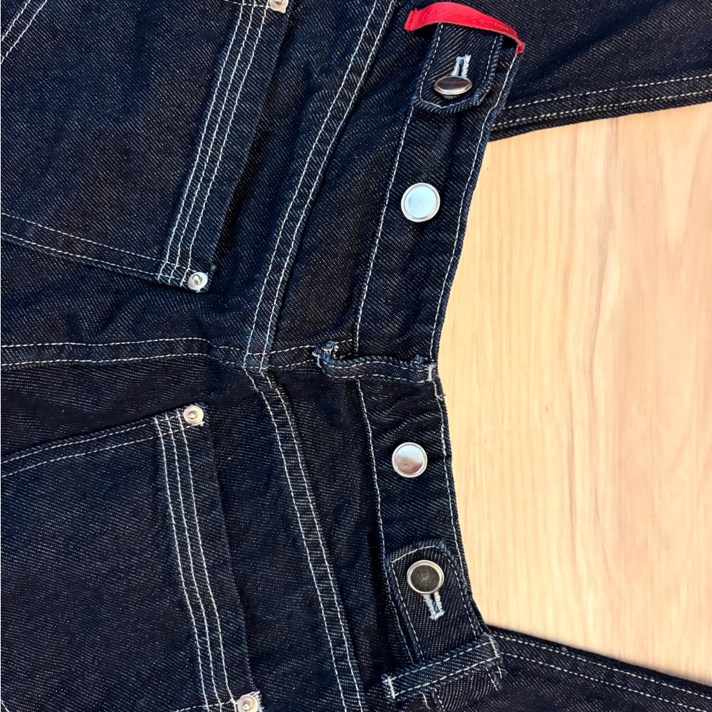 Peachey Den Dark Blue Denim Jeans with Red Accent